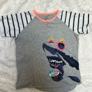 egg by Susan Lazar Shark Jawsome Stripes Neon Gray Blue White  Boys size 8